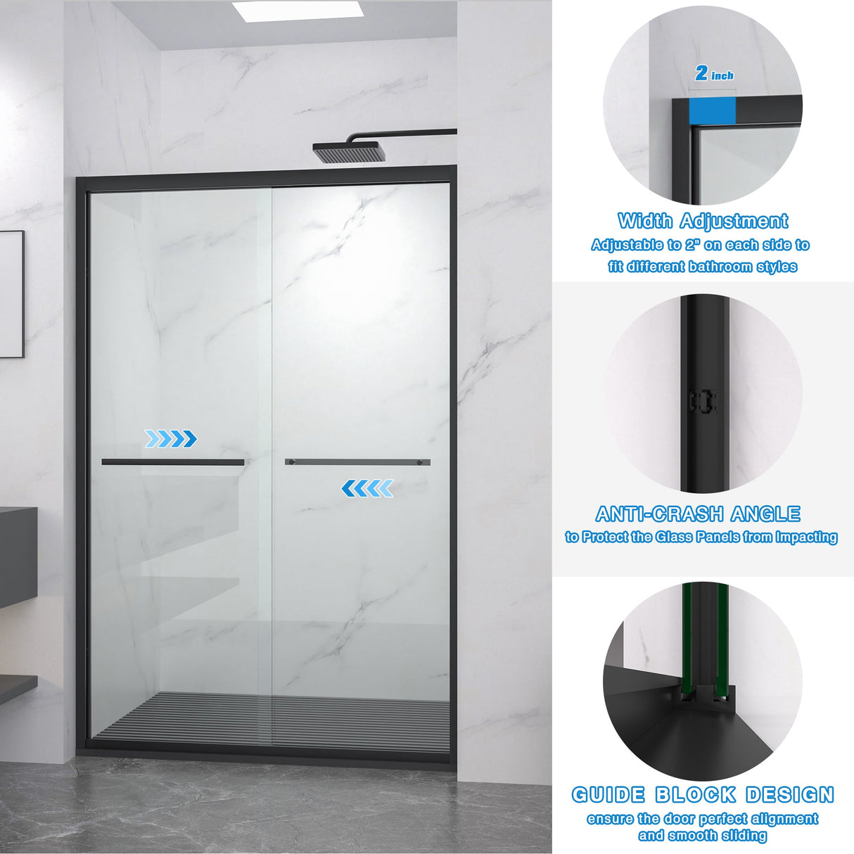 Aluminum Frame Double Sliding Shower Door