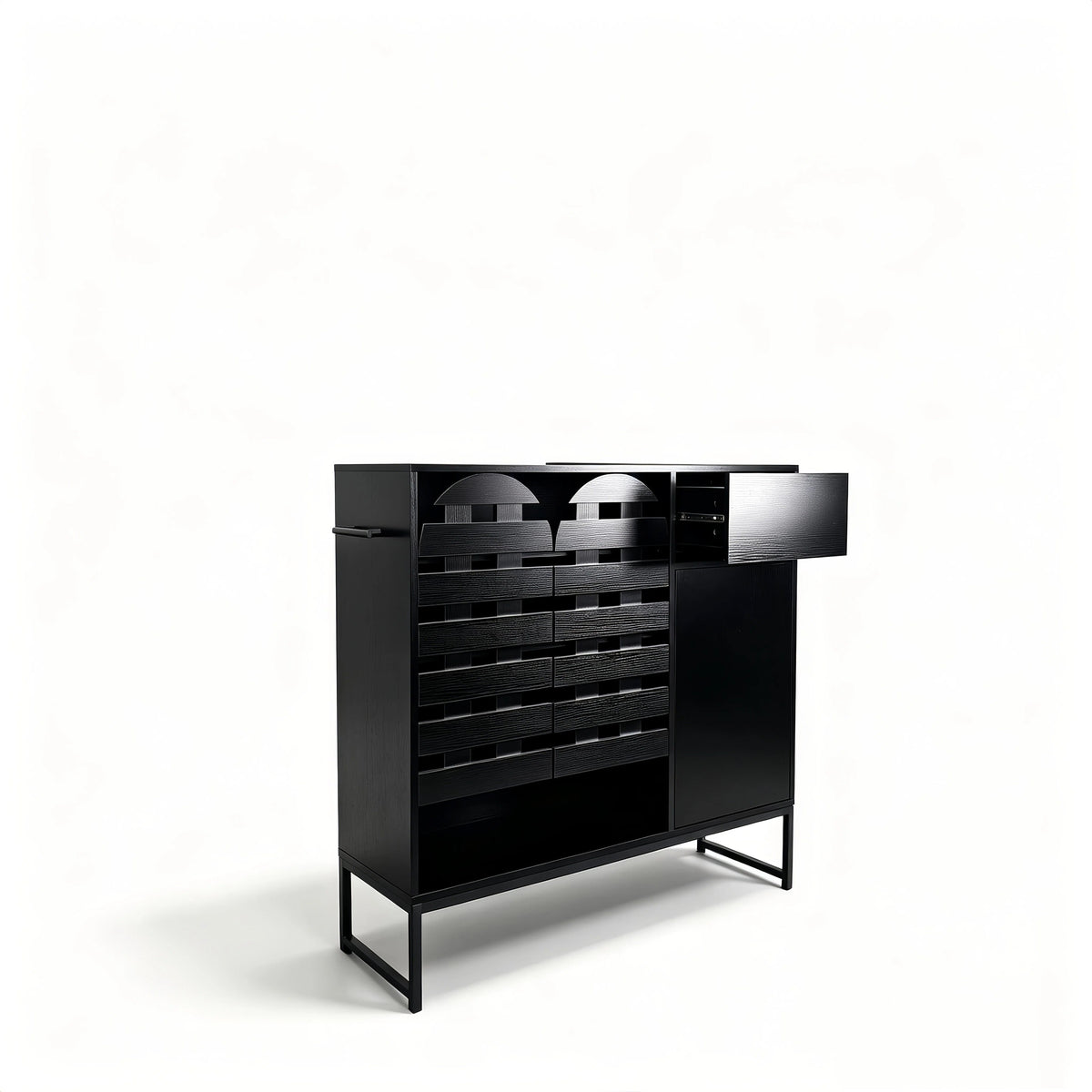 Buffet Cabinet with Storage and Woven Doors