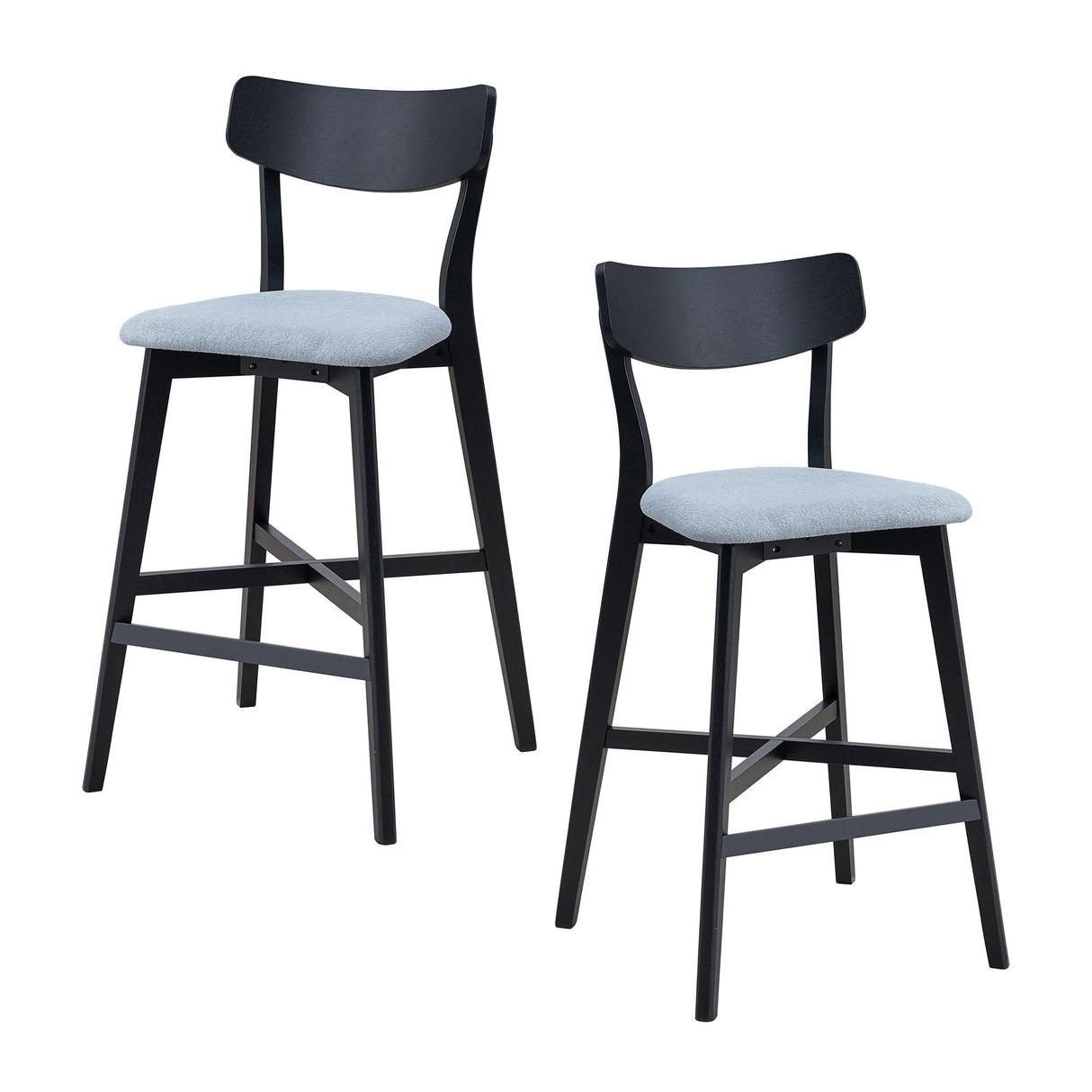 Wooden Bar Chairs Set of 2, Modern Soft Upholstered Kitchen Island Chairs