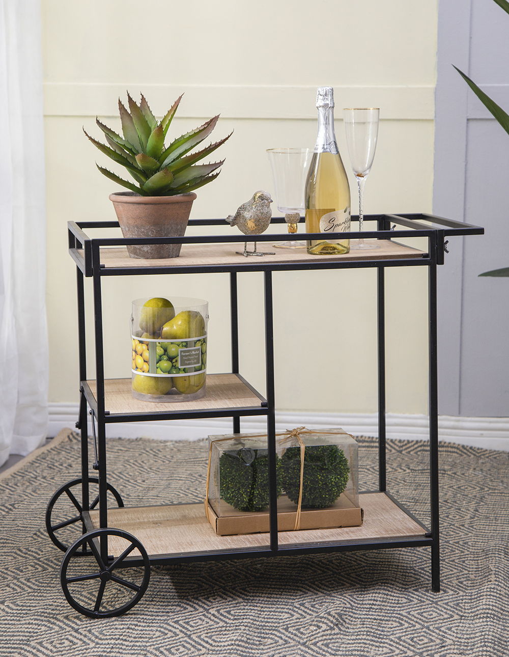 Shelf With Wheel - Black / Brown