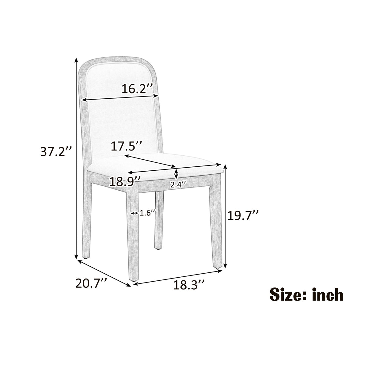 TREXM Vintage Style Dining Chair Set with 4 Upholstered Chairs