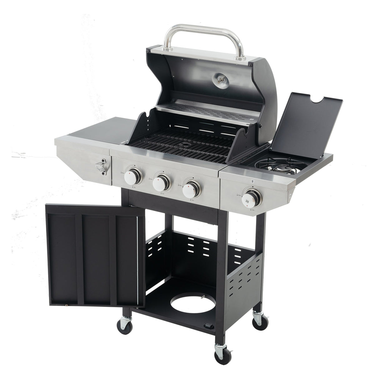 Propane Grill 3 Burner Stainless Steel Gas Grill with Side Burner