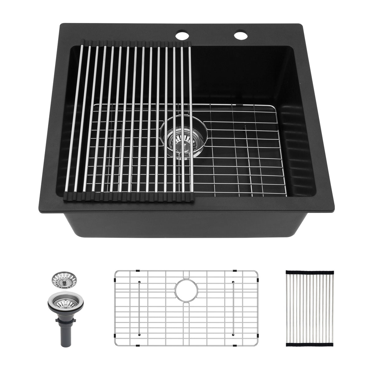 Quartz Kitchen Sink, Granite Composite, Drop In Sink With Durable Design