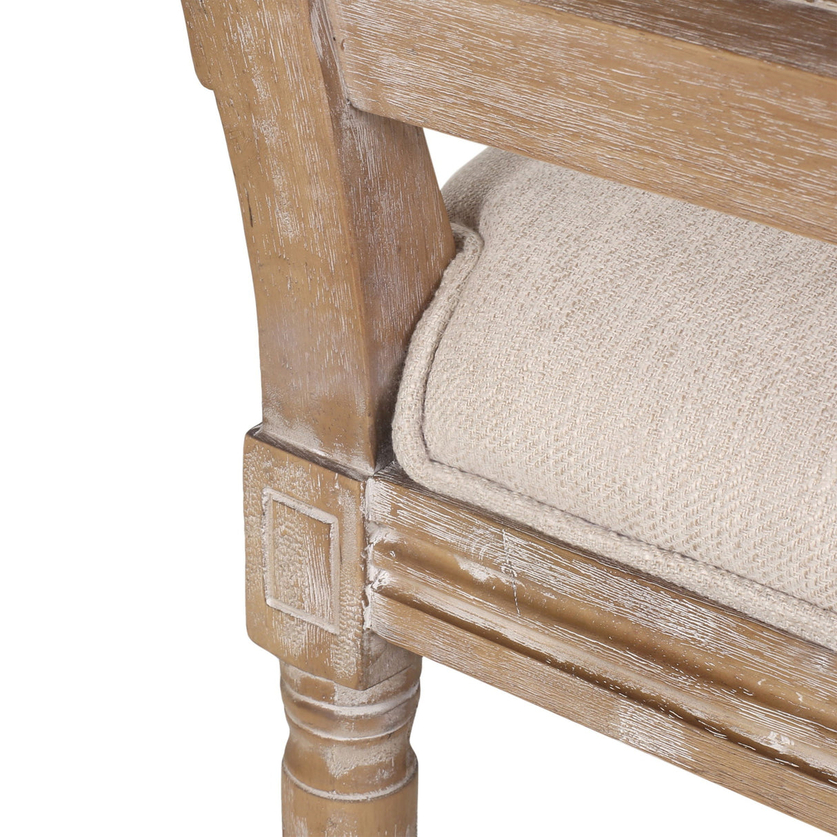 French Country Dining Chair With Rectangular Cane Backrest And Smooth Upholstered Seating