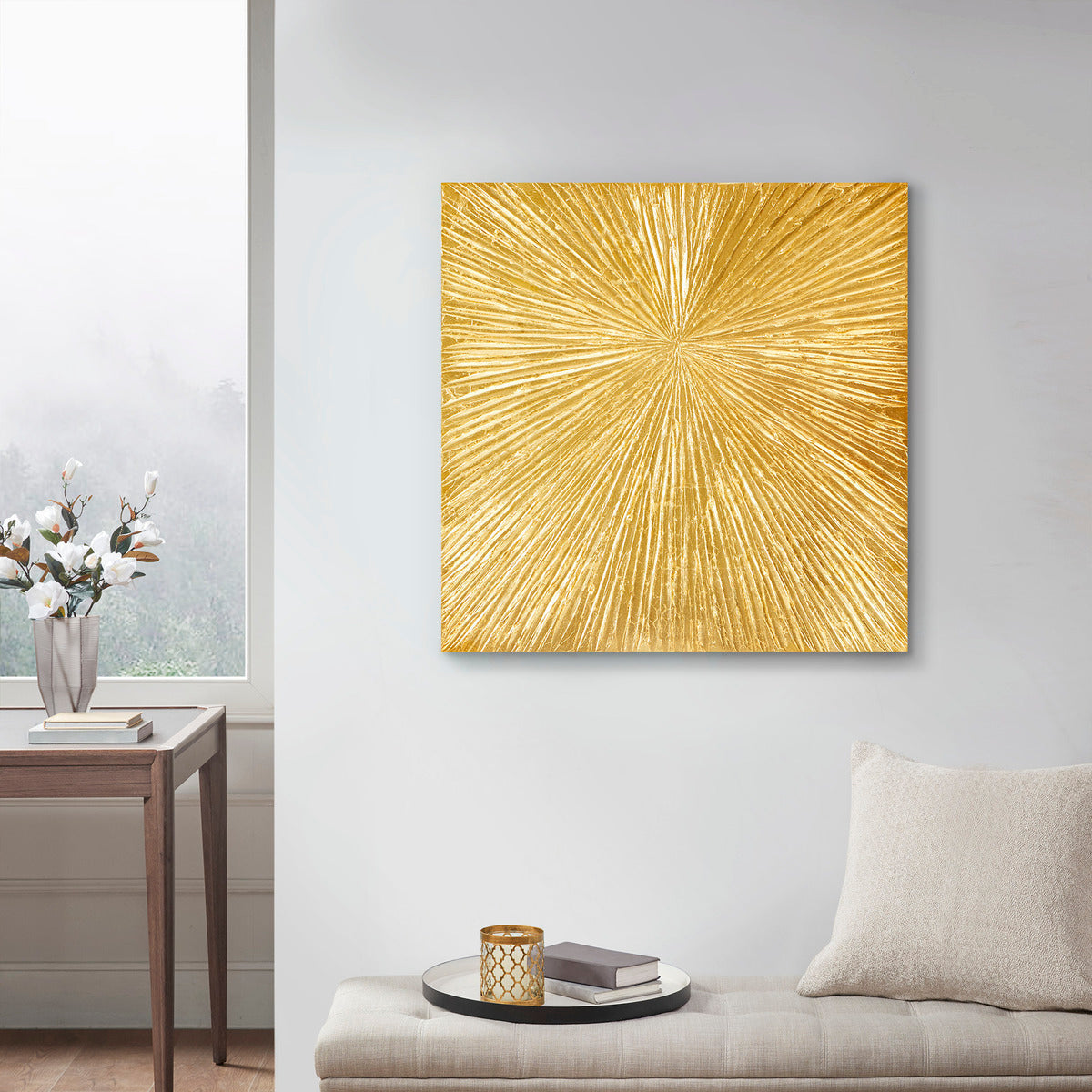 The Solaris Éclat™ – Hand-Textured Gilded Burst Wall Sculpture