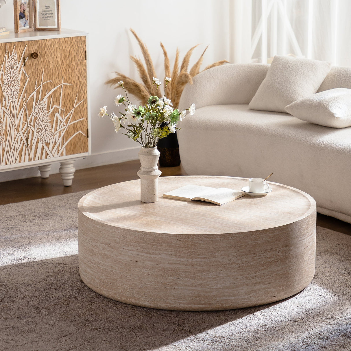 39.37" Round Coffee Table with Mars Pattern