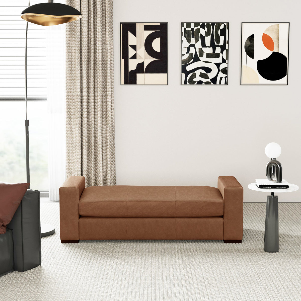 Stylish and Durable Brown Faux Leather Bench