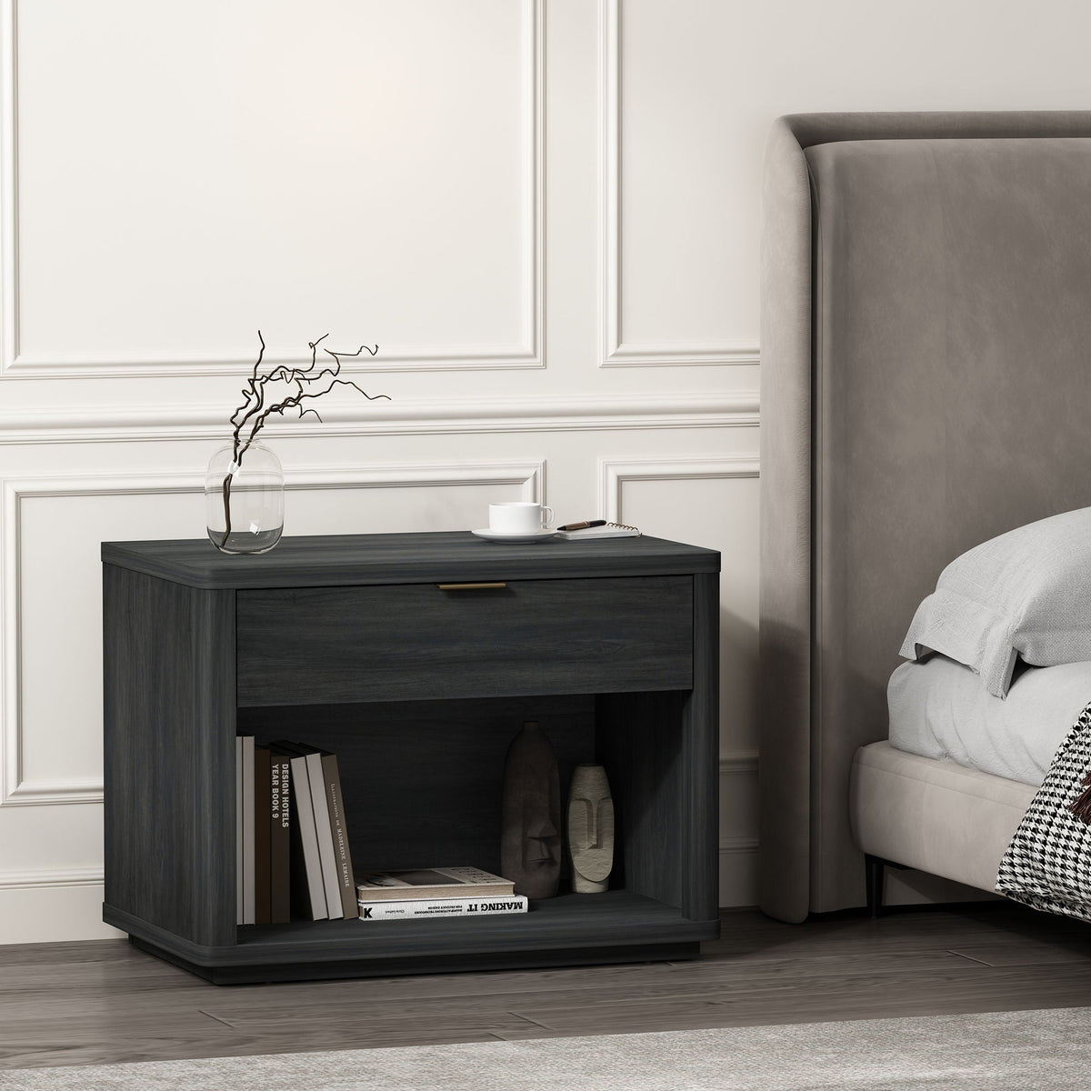 Evelyn - Nightstand With 1 Drawer And Open Shelf