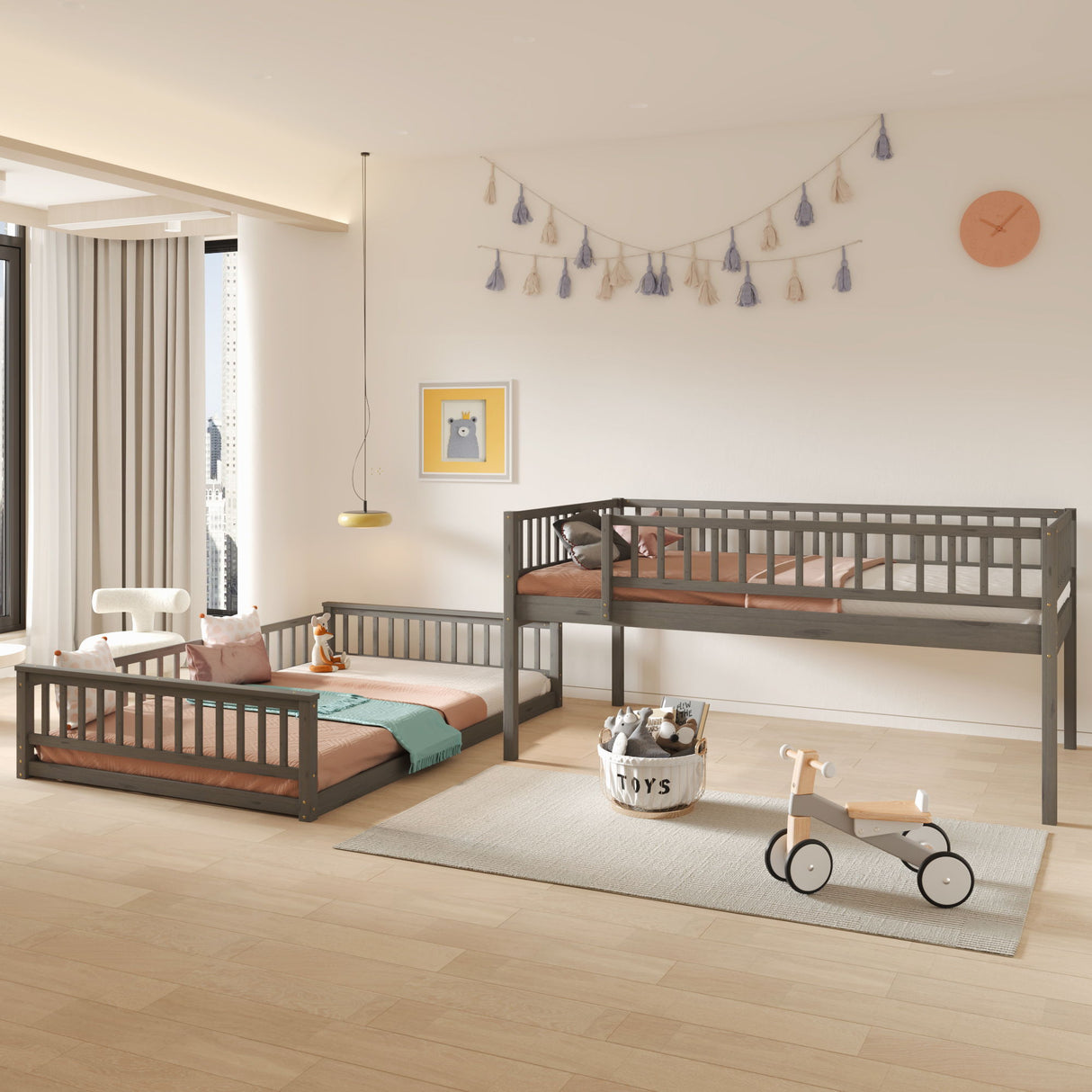 Bunk Bed With Ladder And Guardrails