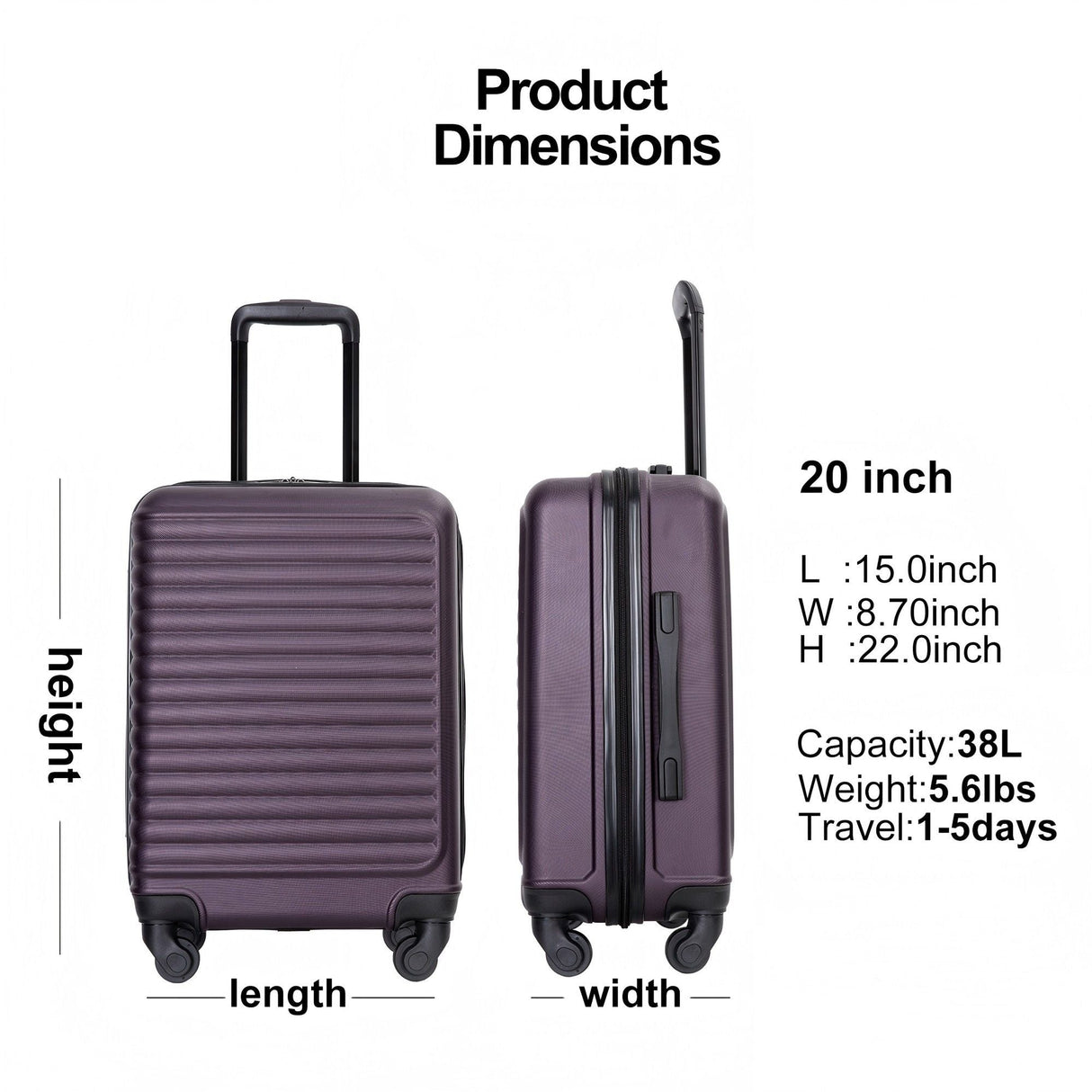 20" Carry-On Lightweight Hardside Luggage with Spinner Wheels