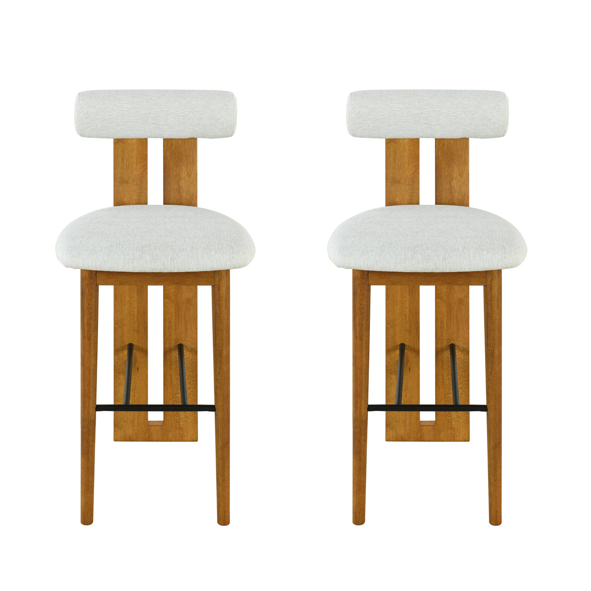 Renee Indoor Wooden Upholstered Barstool with Rubberwood Frame - Ivory or Walnut