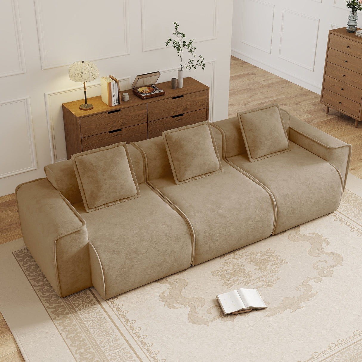 Deep Seat Modular 3 Seat Boneless Sofa with French Edge Piping