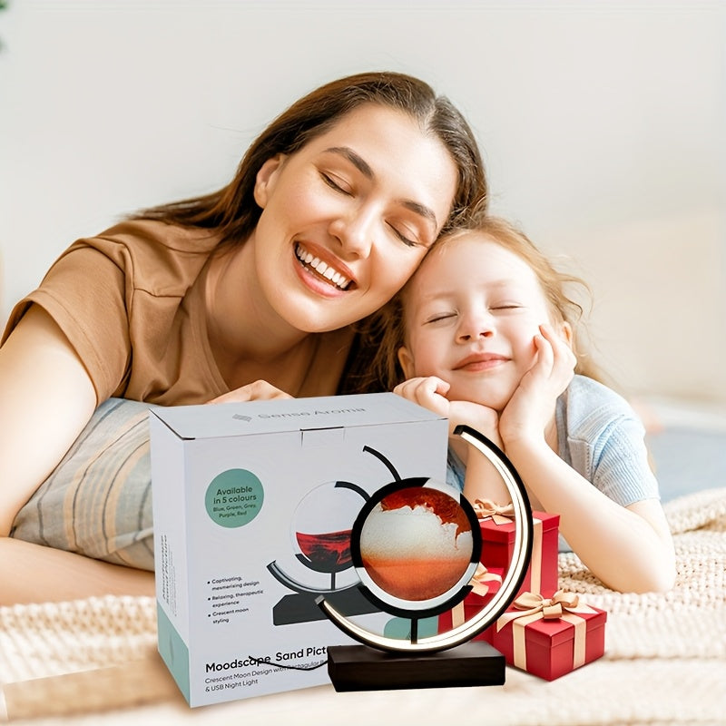 Sandscape Hourglass Table Lamp – Moving Sand Art LED Gift Light for Decor