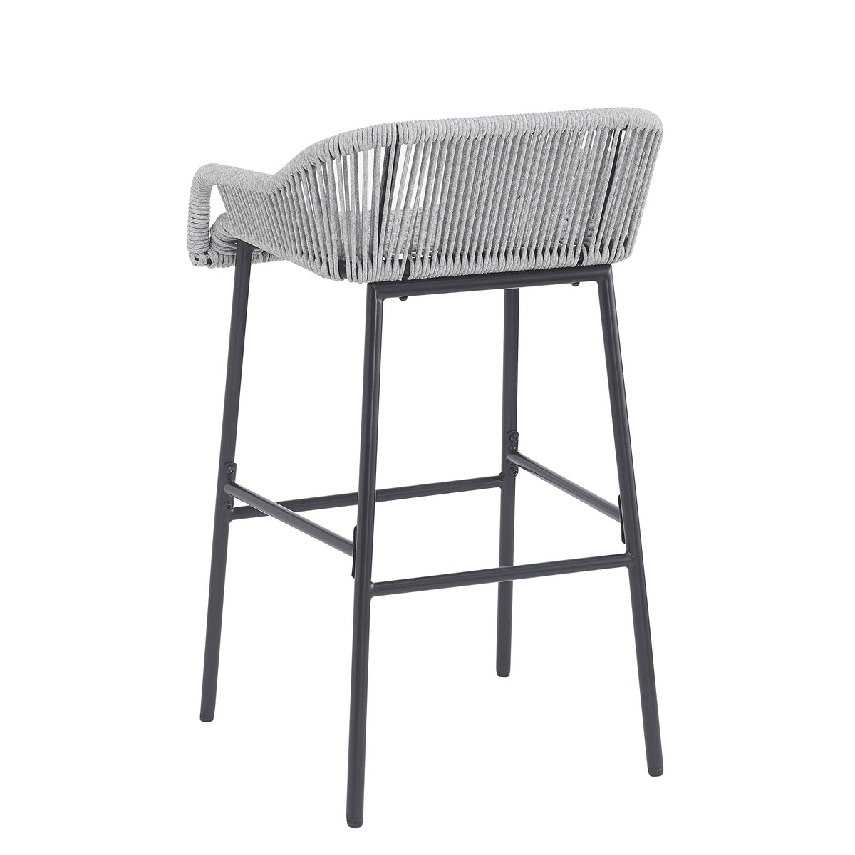 Light Gray Rope Outdoor Bar Stool Set with UV Resistance - Set of 2