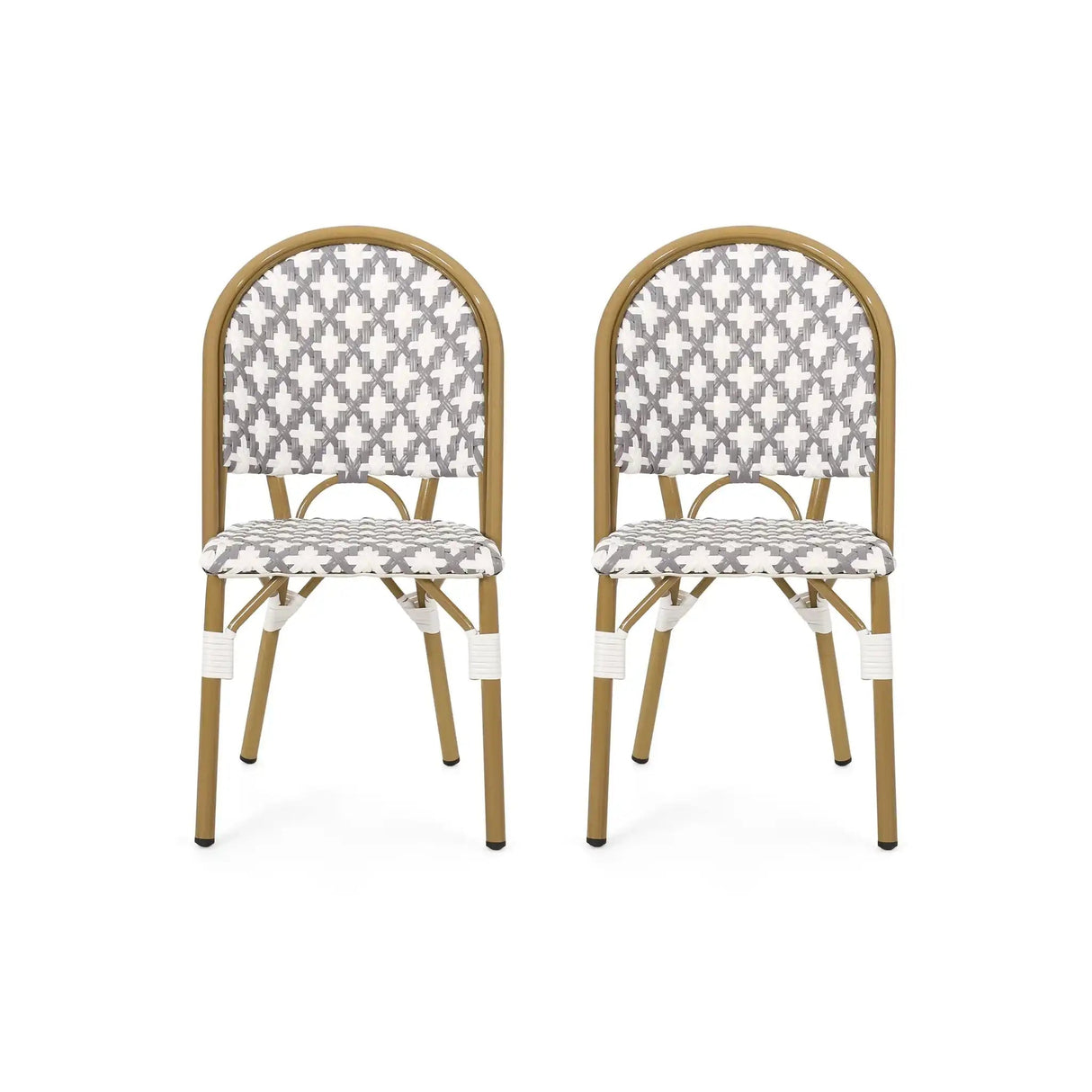 Chic French Bistro Chair With Durable Rattan And Aluminum Frame