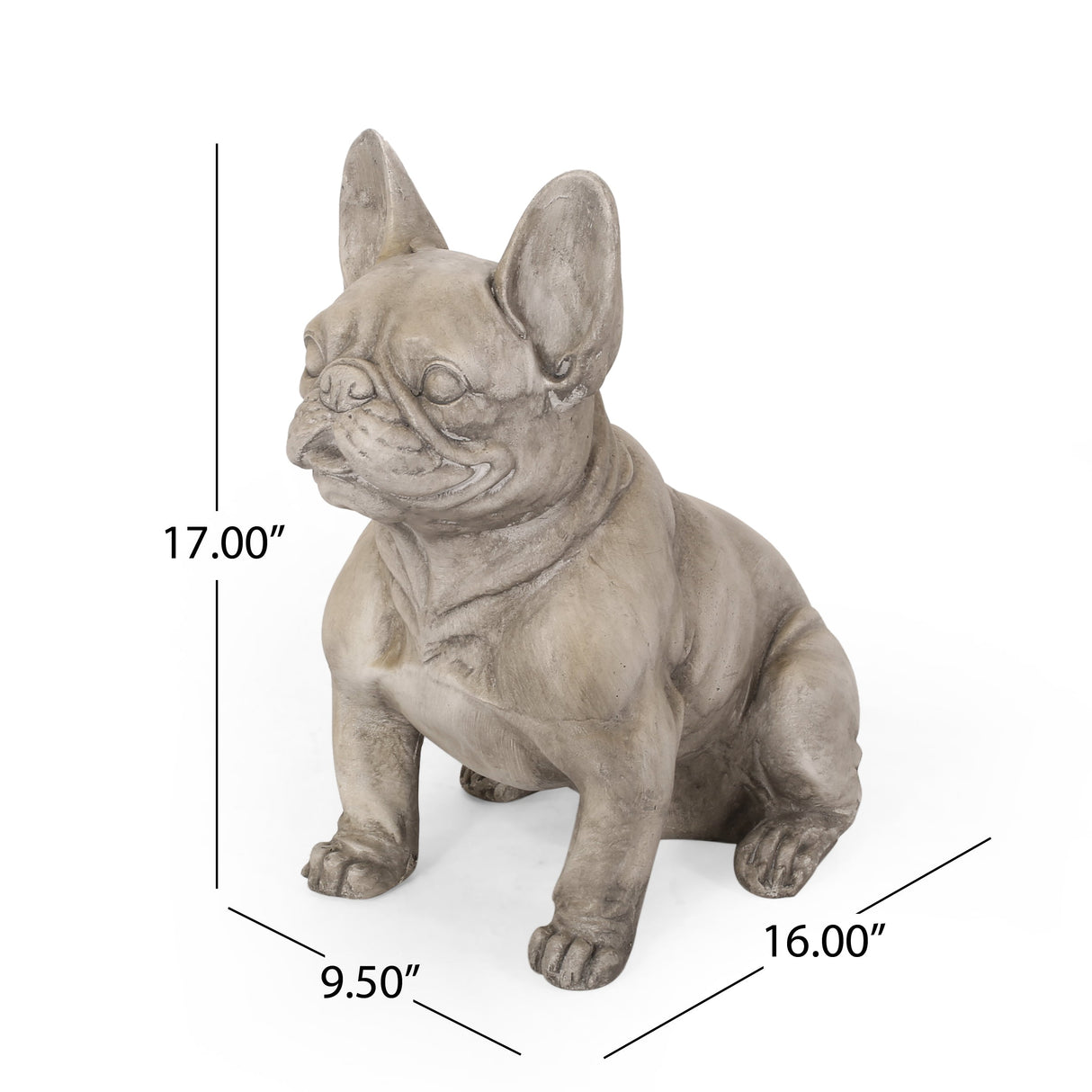 Dog Garden Sculpture, Outdoor French Bulldog Garden Statue, Gray