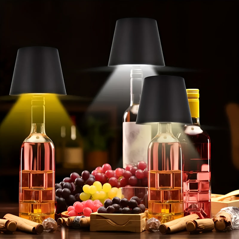 Wireless Bottle Lamp – Rechargeable 3-Color Dimmable Touch LED Light for Bars