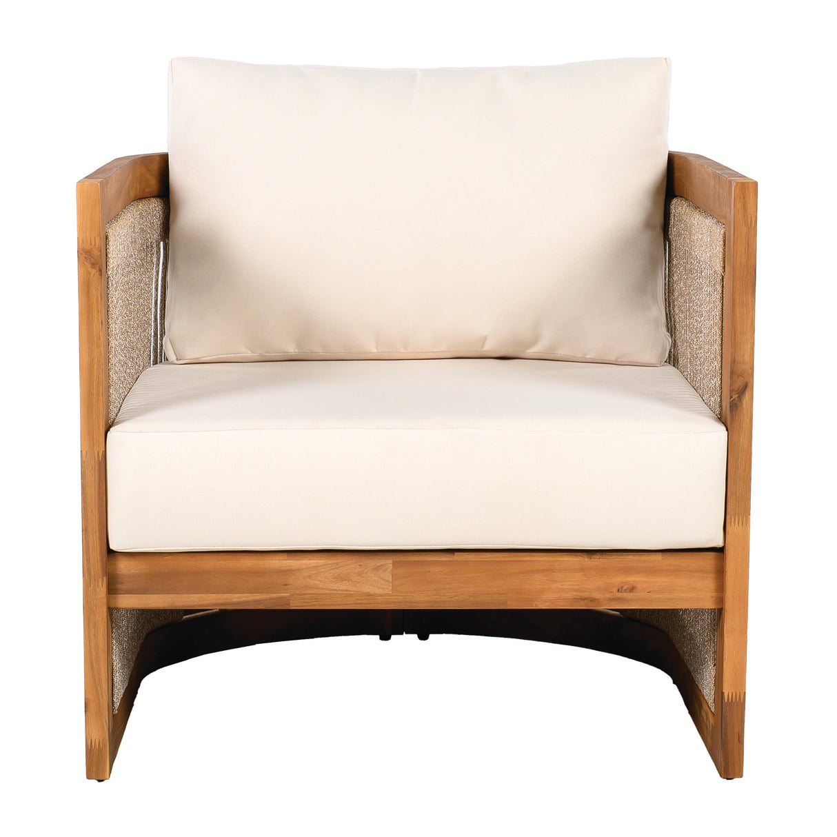 Premium Acacia Wood Outdoor Club Chair with Curved Tub Design