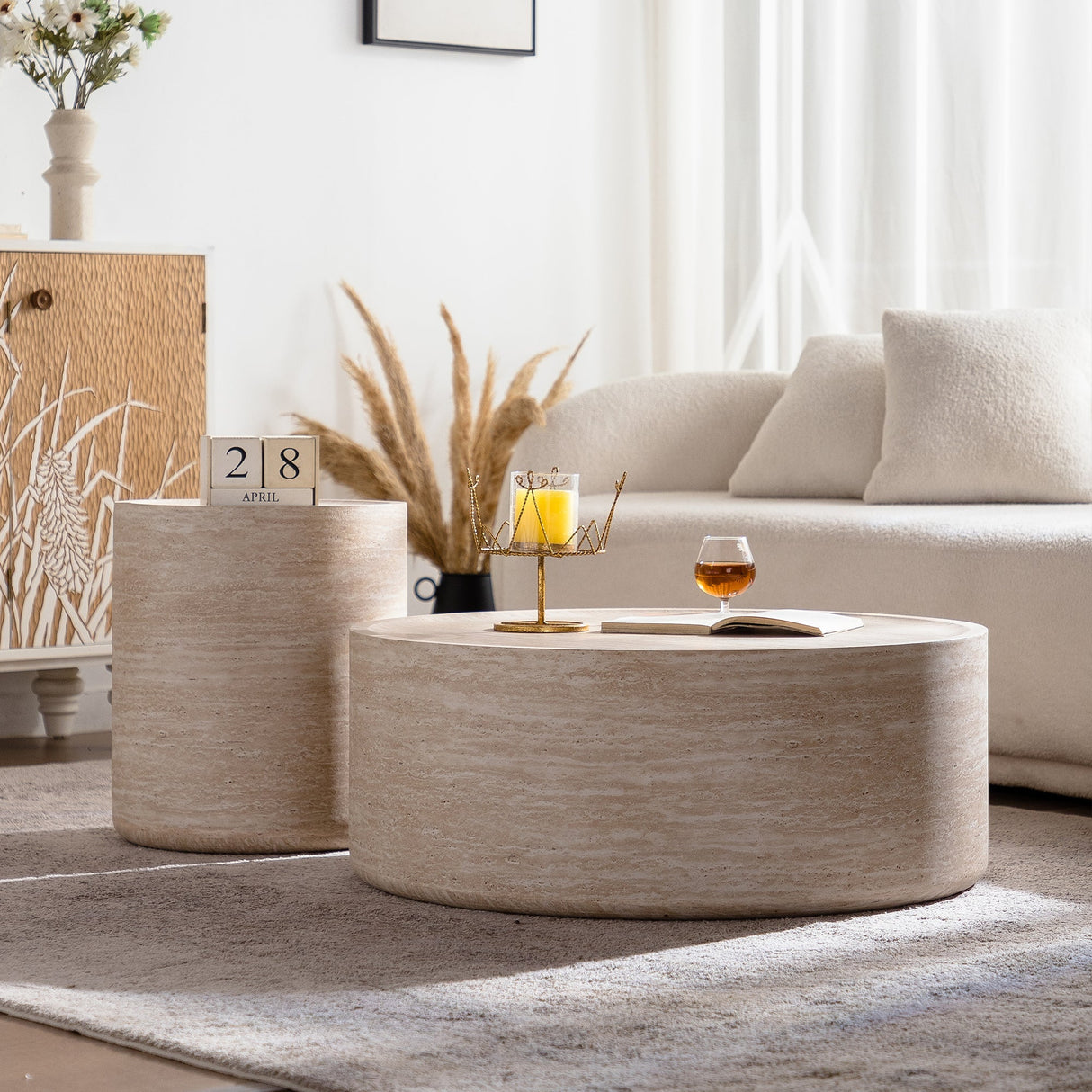 39.37" Round Coffee Table with Mars Pattern