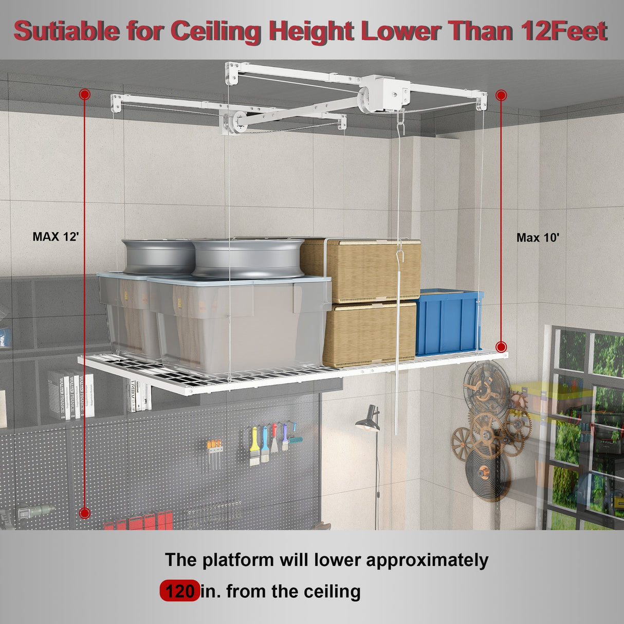 Overhead Garage Storage Rack - 4x8 FT