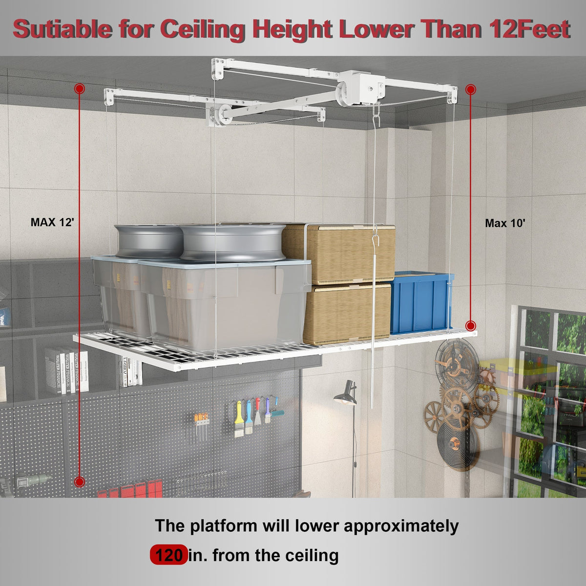 Overhead Garage Storage Rack - 4x8 FT