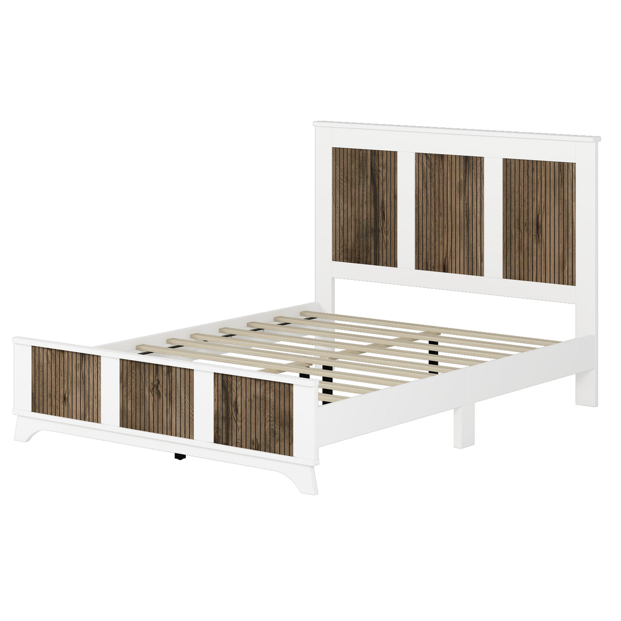 4-Pieces Bedroom Sets, Queen Size Farmhouse Platform Bed with Storage