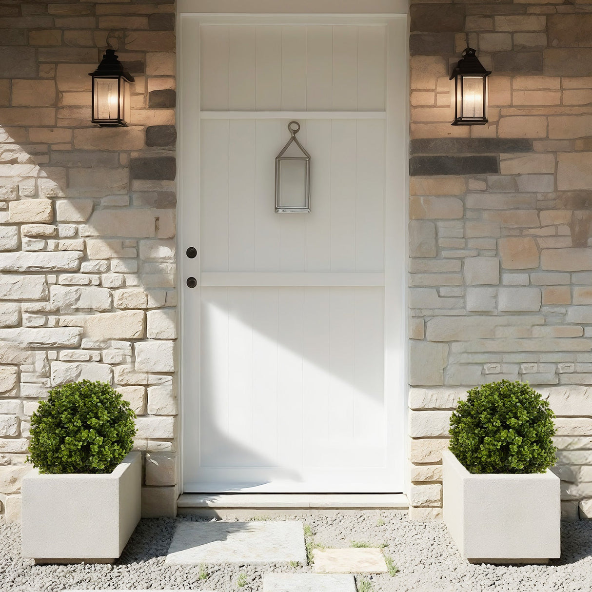 22in Boxwood Ball Shaped Artificial Topiary Shrubs Tree in Pot - Set of 2