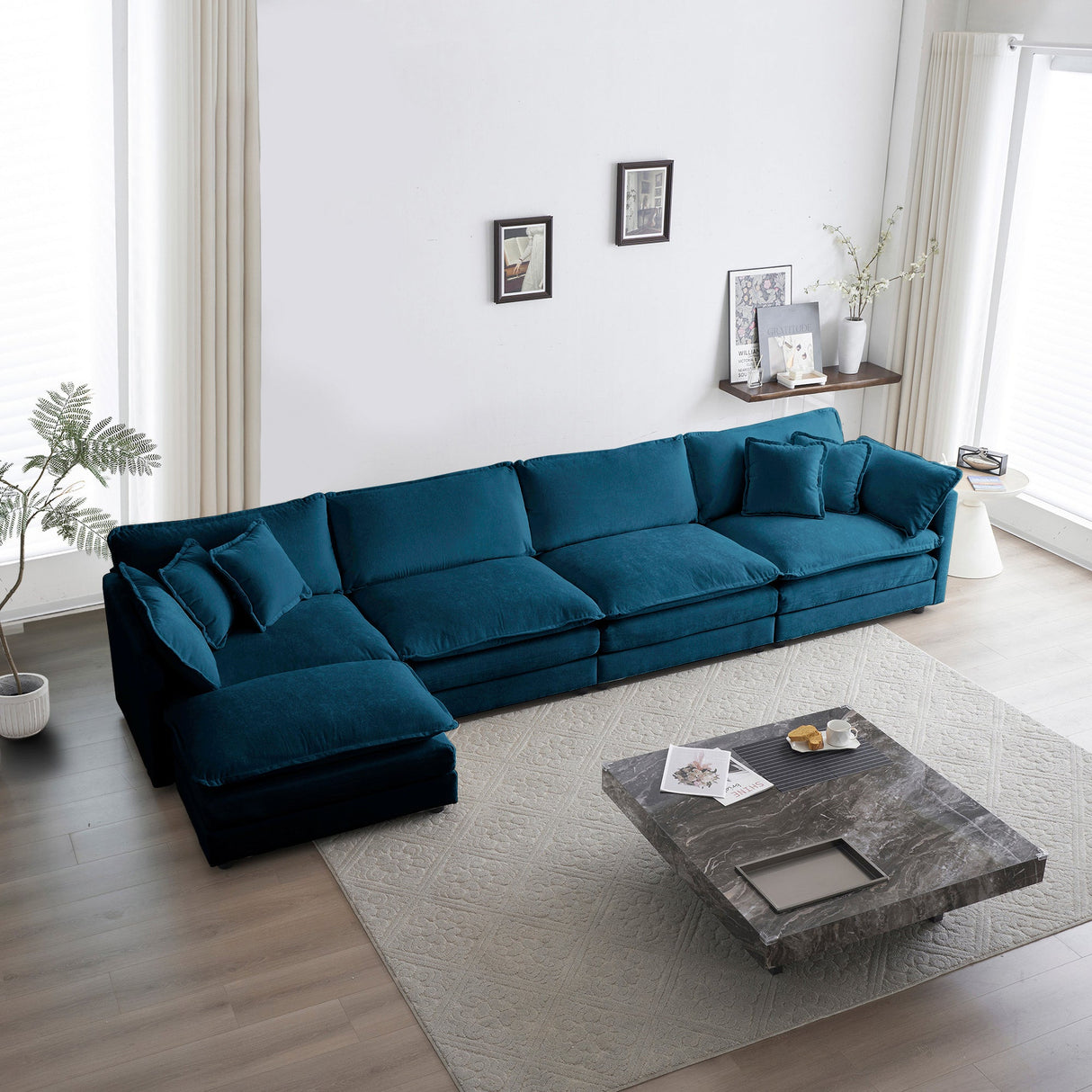 Modular Sectional Sofa for Living Room, U-Shaped 5 Seater with Ottoman