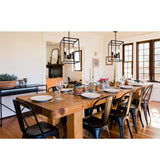 TM HOME 4 Light Large Industrial Metal Pendant Light Black Square Wide Cage Chandelier with Painted Finish