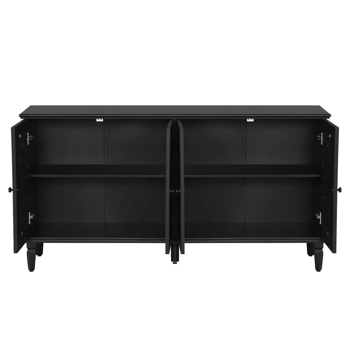 60" Antique Buffet Cabinet with Floral Carvings