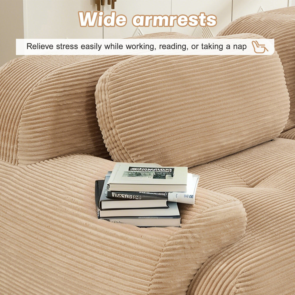 Three-Seat Modular Sofa With 3 Ottomans – Camel