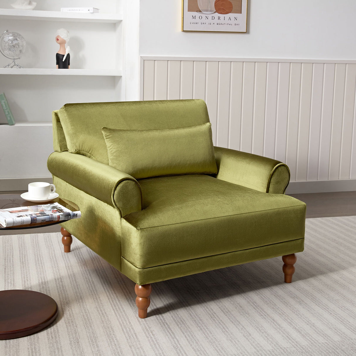 Elegant Circular Armrests Arm Chair with Ergonomic Lumbar Support