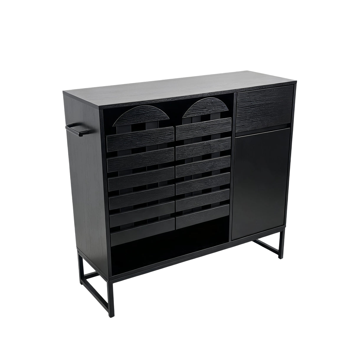 Buffet Cabinet with Storage and Woven Doors