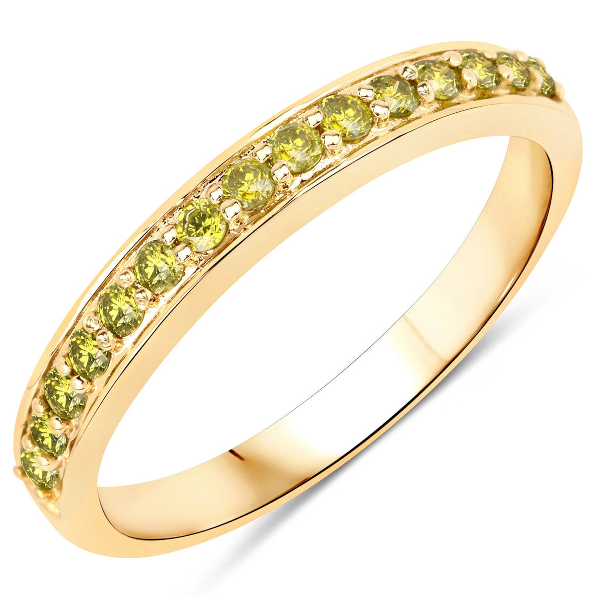 0.32 Carat Genuine Yellow Diamond 14K Yellow Gold Ring (I1-I2)