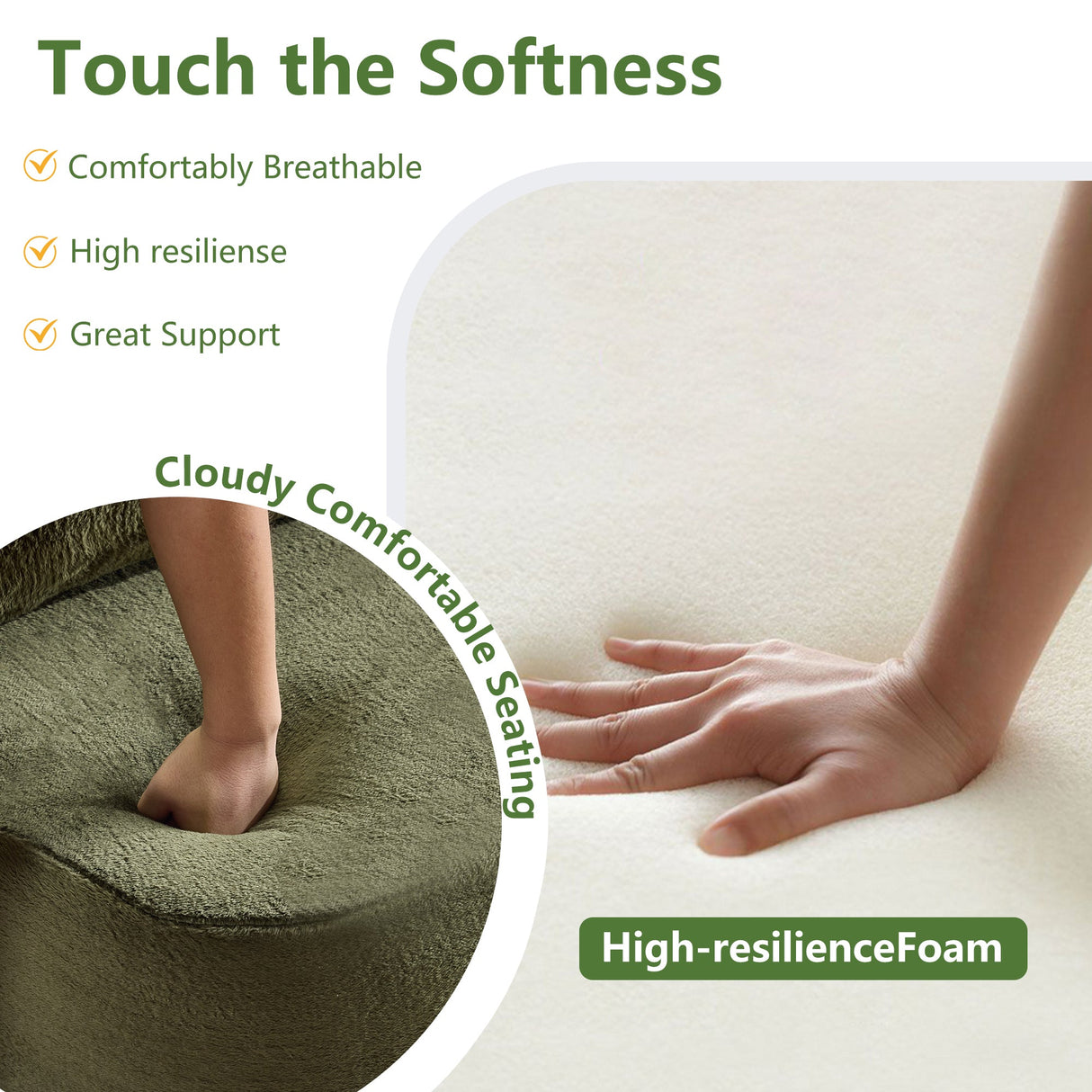 71-Inch Folding Sofa Bed in Green Plush Faux Fur