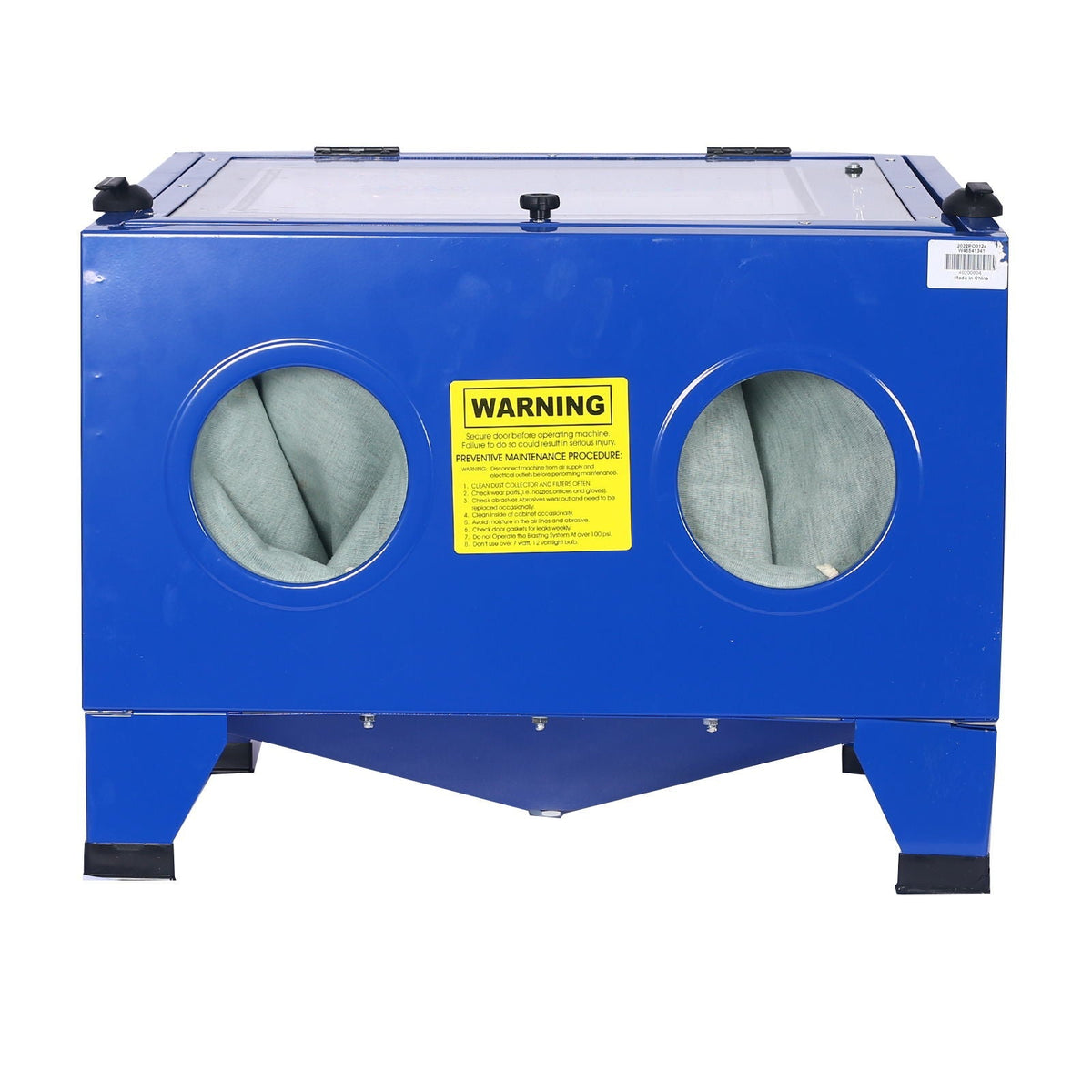 Bench Top Portable Sand Blaster Cabinet Kit 25 Gallon With 80 Psi Capacity - Blue