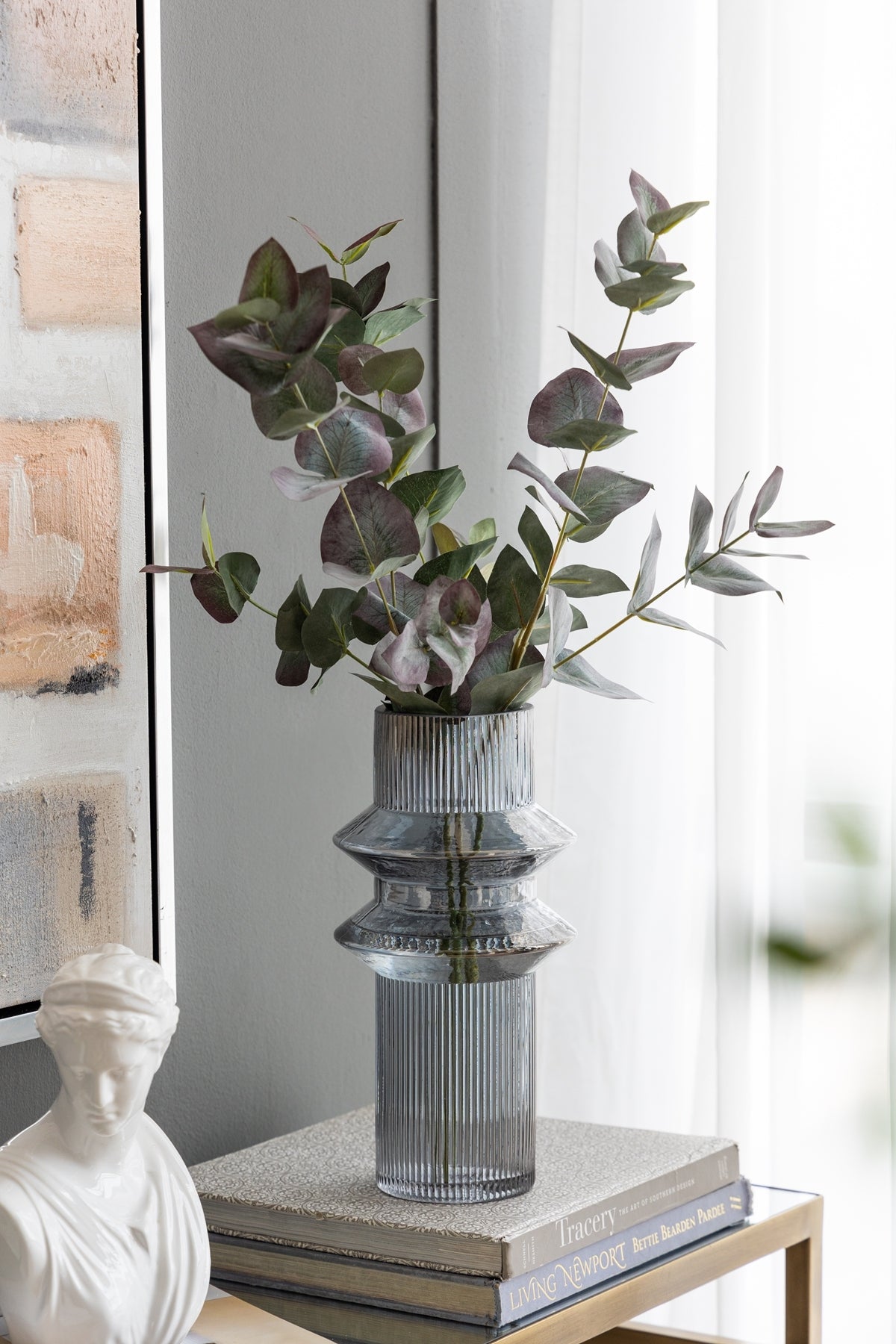 D5.9x11.8'H Fluted Accent Vases with Ribbed Design, Set of 2