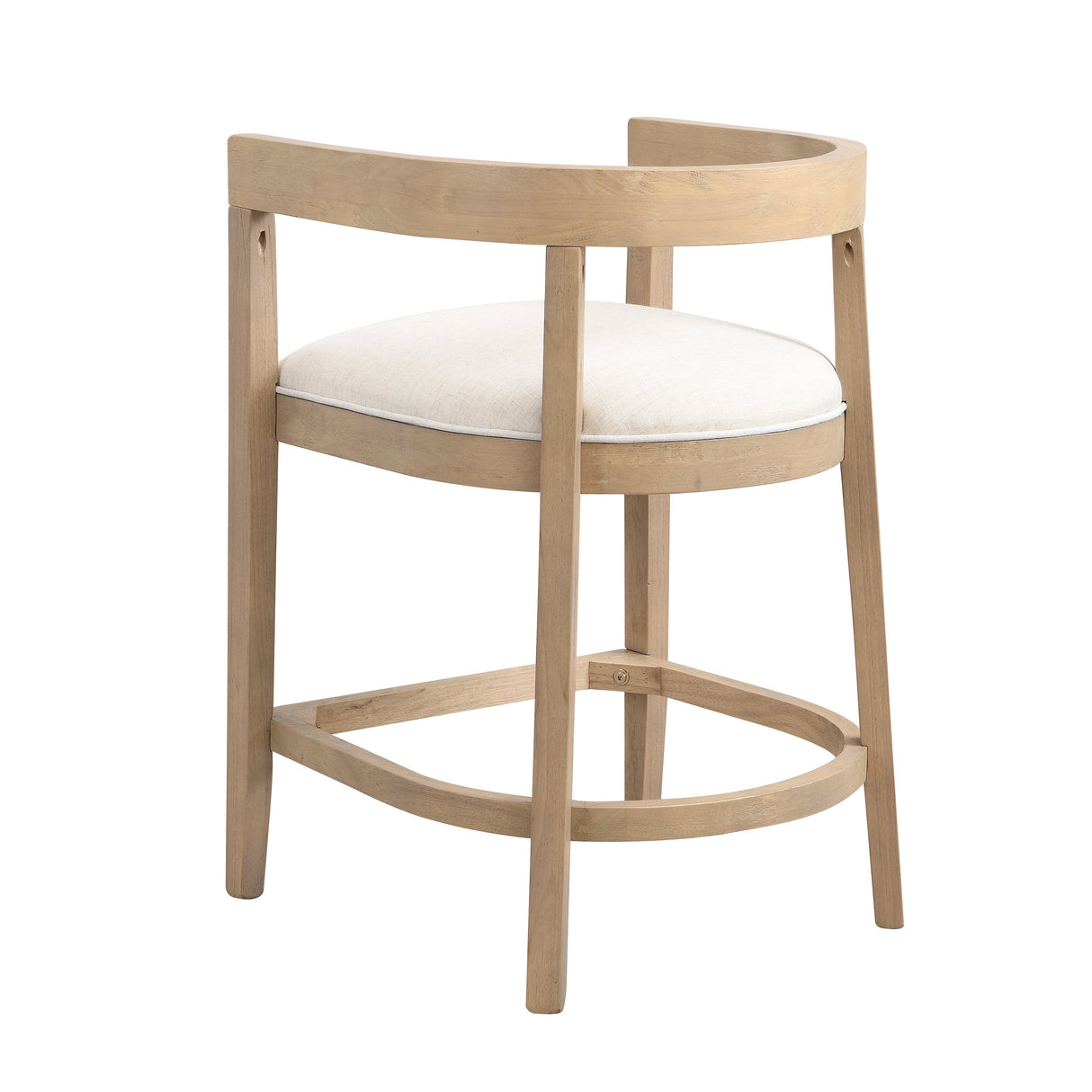 Modern Rubberwood Counter Stool Set of 2 with Upholstered Seats