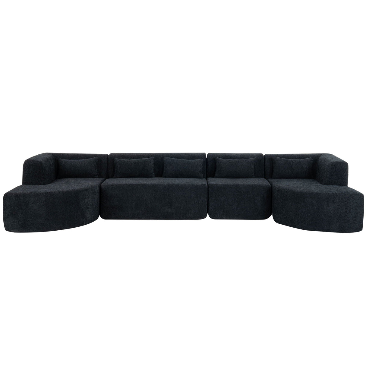 Upholstered Sofa Free Combined Sofa Couch With 2 Chaise Lounge And Five Back Pillows For Living Room
