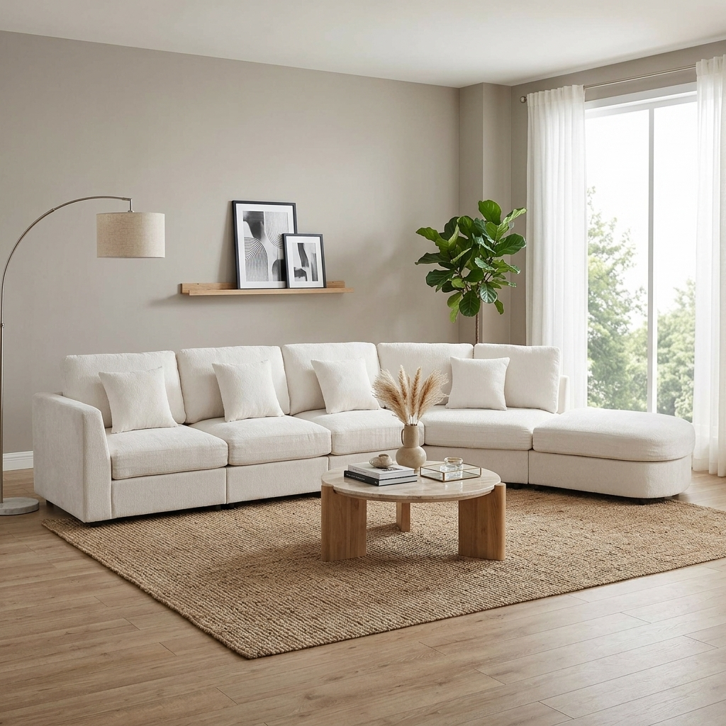 U_Style Modern 5-Seater Curved Modular Sectional Sofa