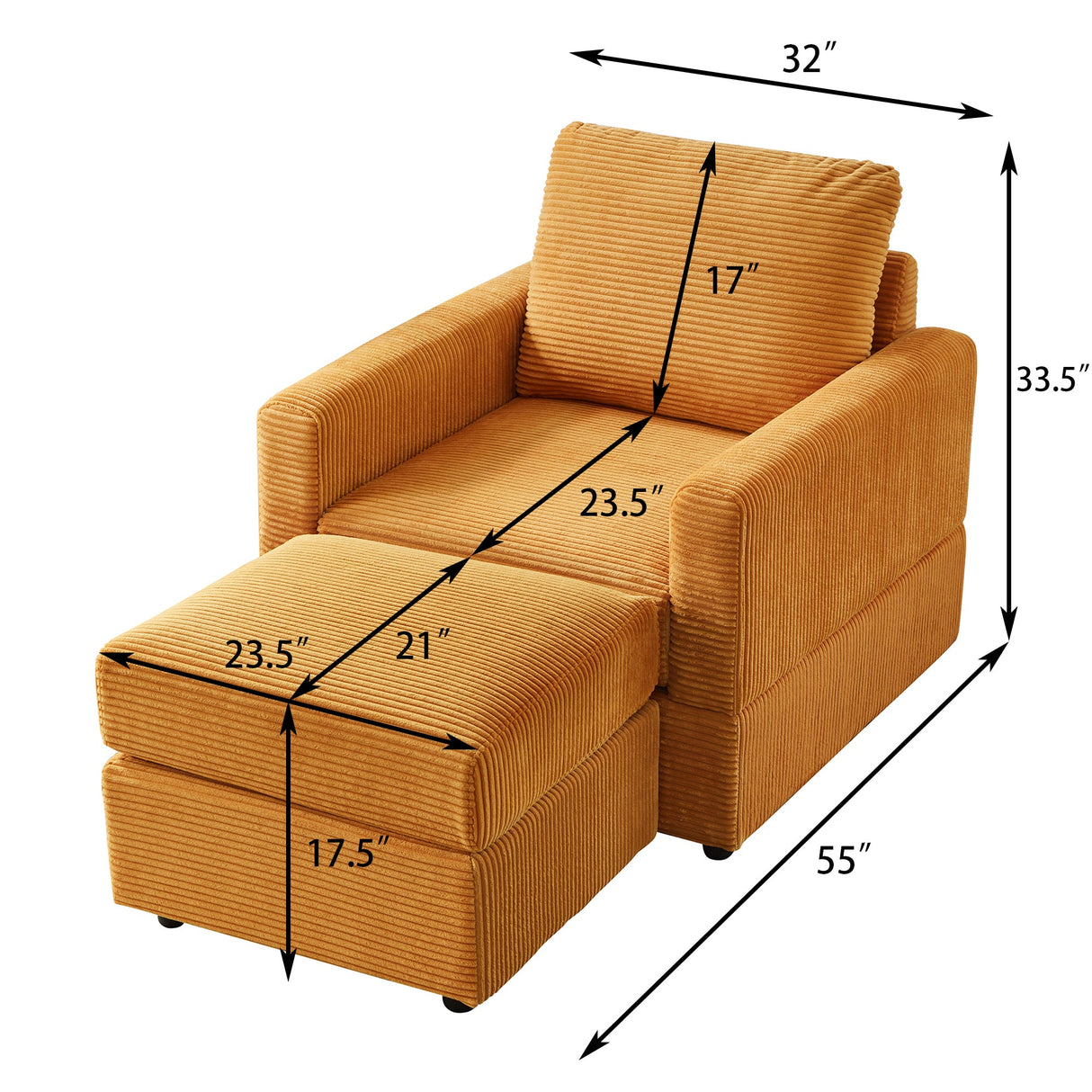 Classic Corduroy Chaise Lounge