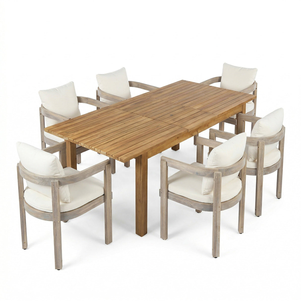7 Pieces Acacia Wood Outdoor Dining Set