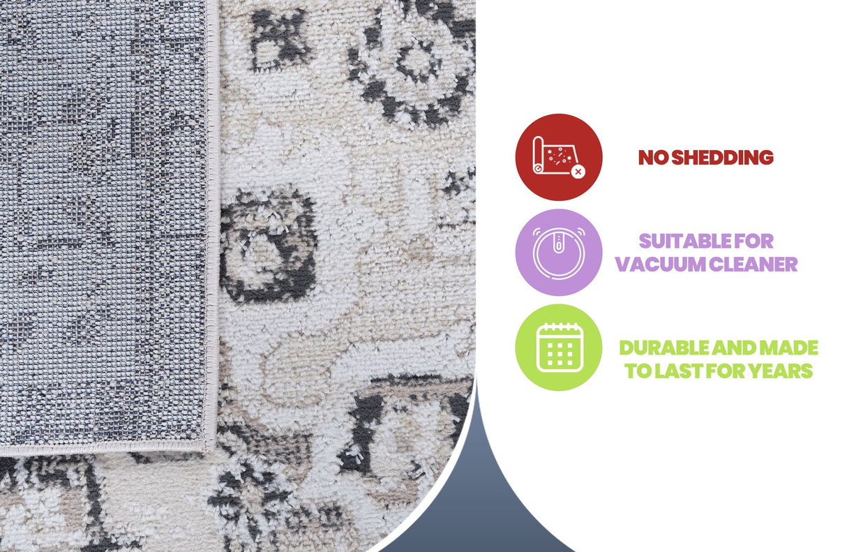 Payas - 6' X 9' Medallion Area Rug - Cream / Beige