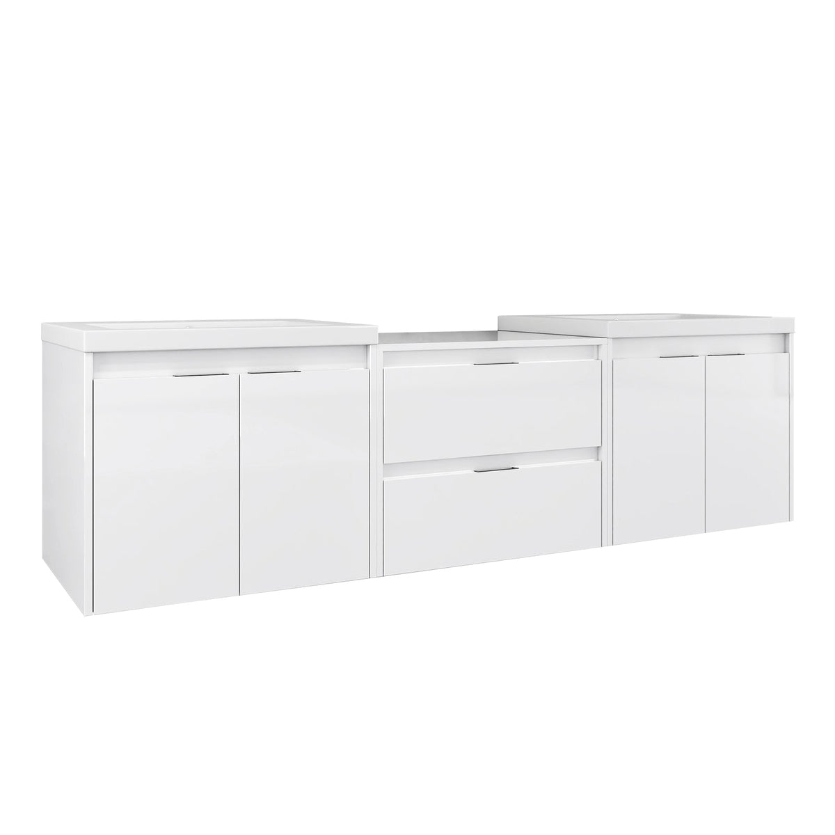72" Bathroom Vanity With Resin Sink, Soft Close Doors, and 1-Side Cabinet