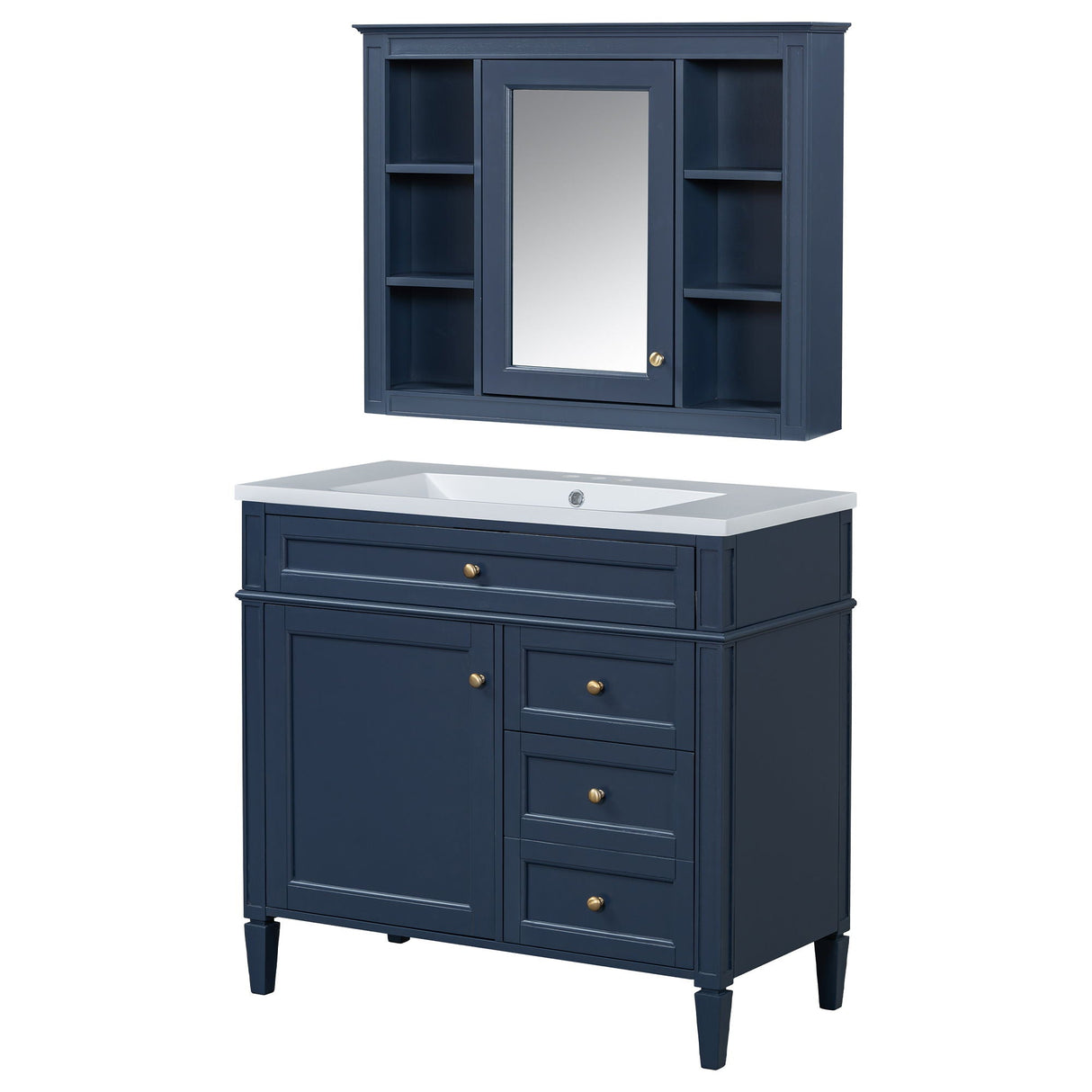 Bathroom Vanity With Top Sink, Storage Cabinet With Mirror