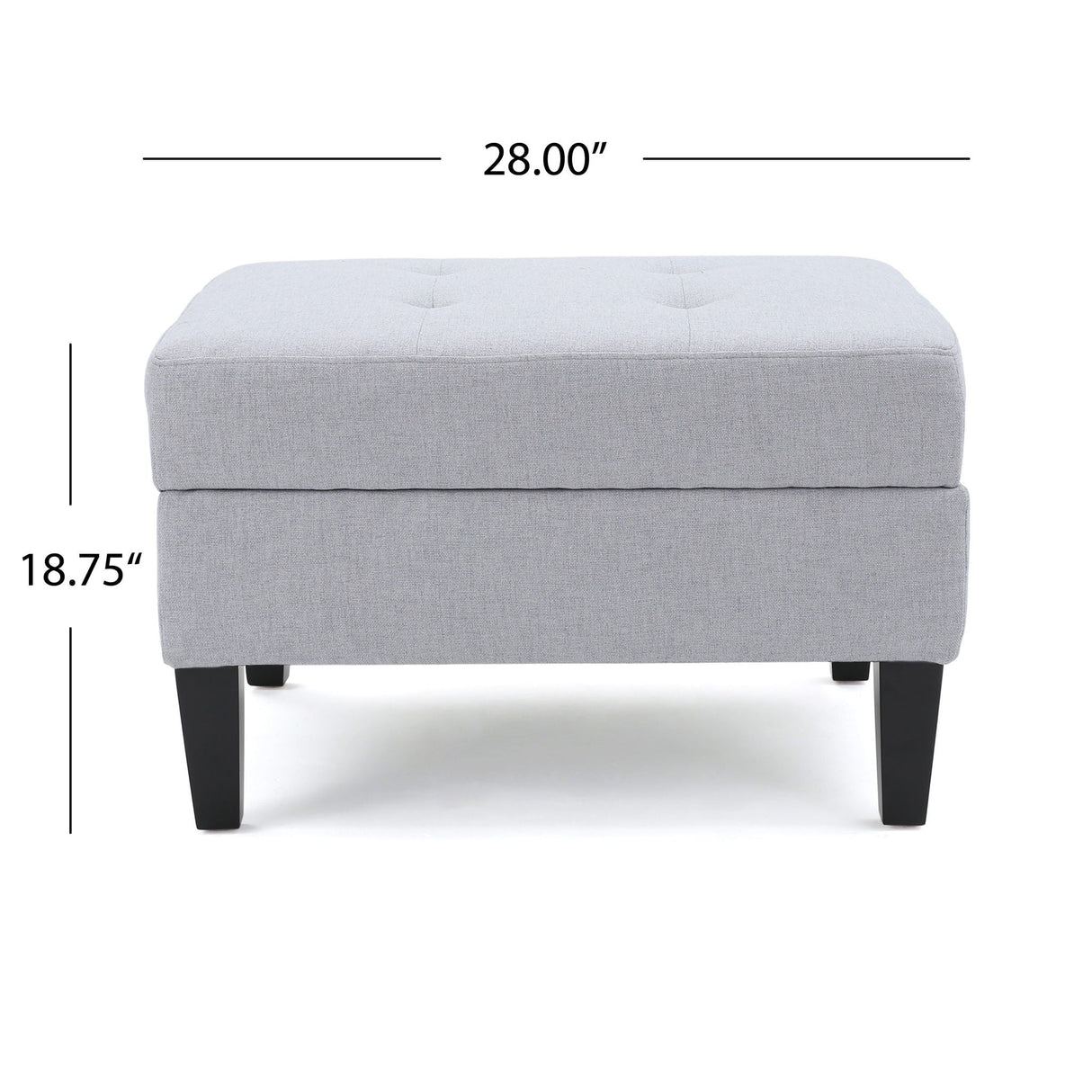 Storage Ottoman With Birch Wood Legs And Cushioned Top
