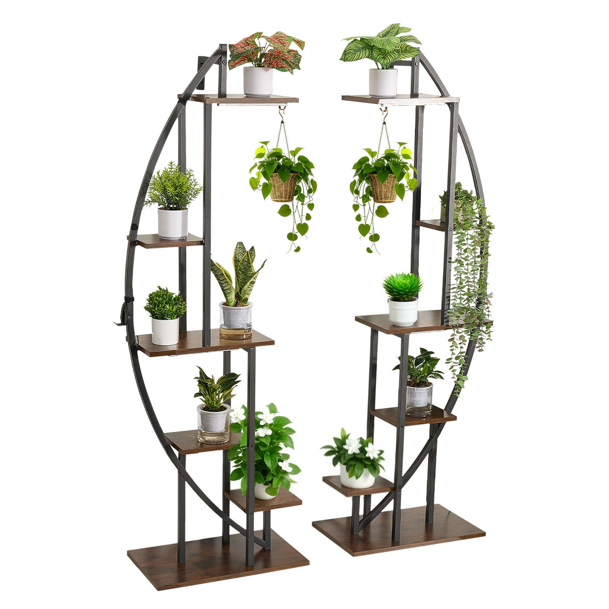 63-Inch Tall 6-Tier Indoor Plant Stand with Grow Lights (2-Pack)