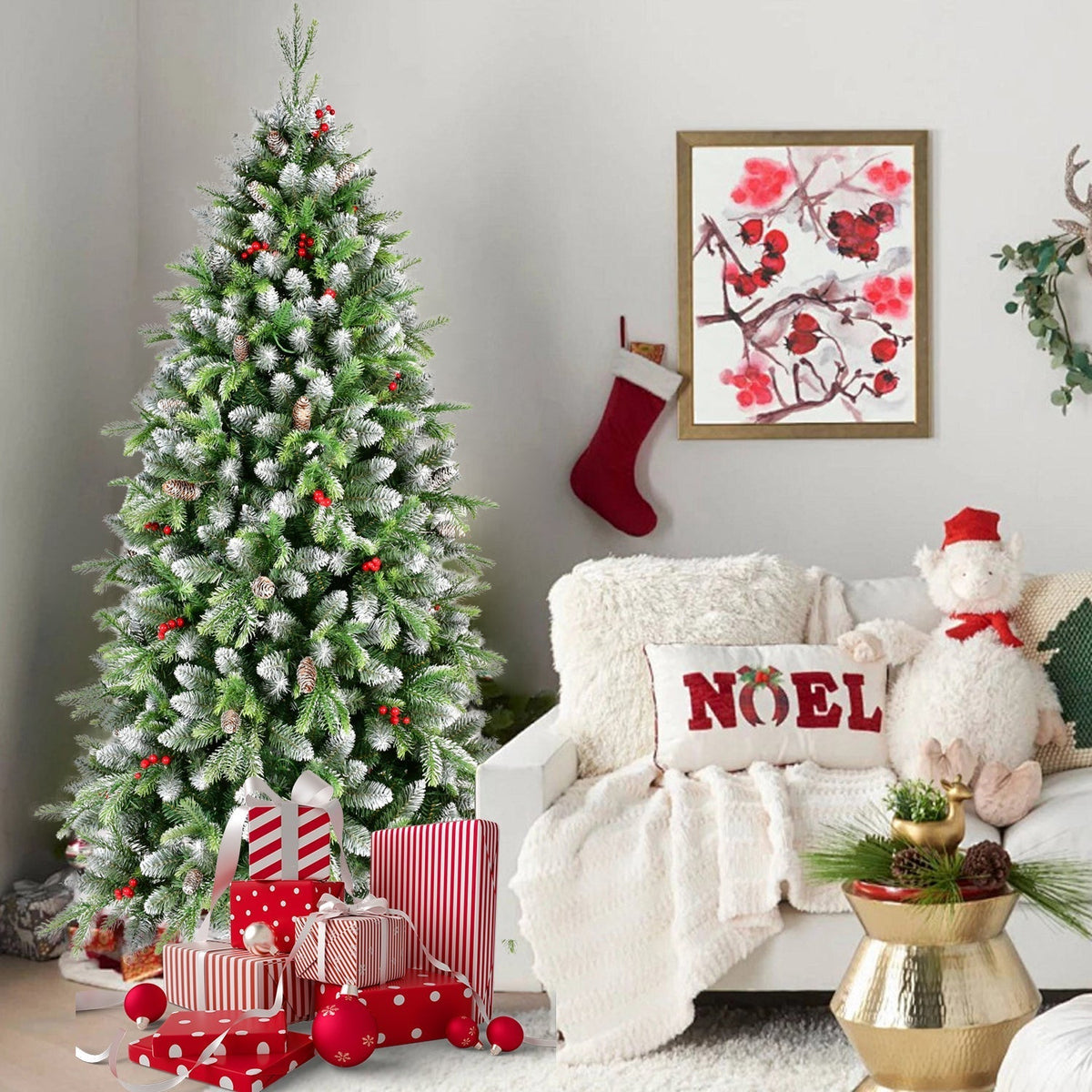 6ft Pre-Lit Artificial Christmas Tree with 380 Warm White LED Lights