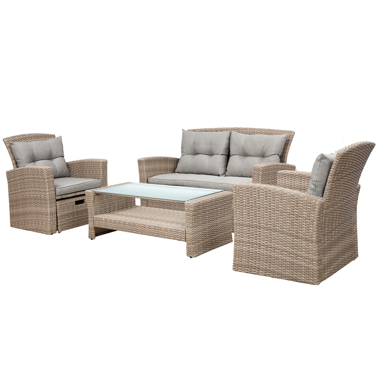 6 piece Tengbian Woven Rattan Outdoor Lounge Set