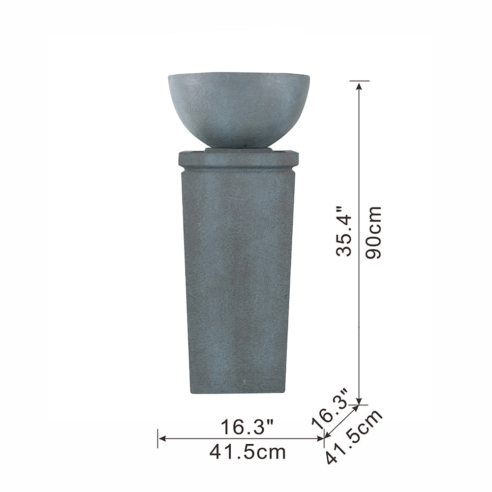 35.5" Polyresin Gray Zen Bowl Outdoor Water Fountain
